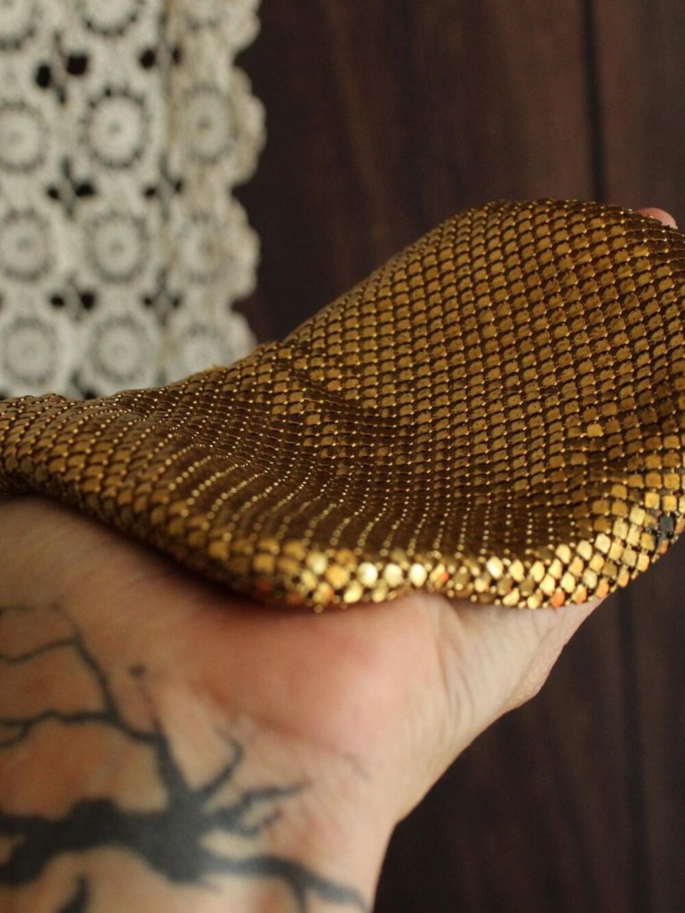 Vintage 1930s 1940s Clutch Purse, Gold Mesh Evening Bag, Art Deco, Possible Whit - Picture 11 of 13